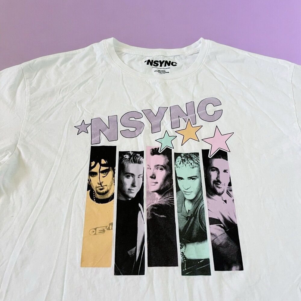 NSYNC Officially Licensed Graphic Tee Shirt Top White Crewneck XL 100% Cotton